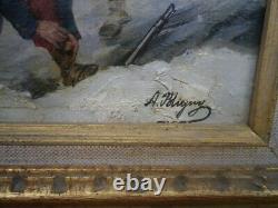 Albert BLIGNY-GUERRE DE 1870-paire d'huiles sur panneaux d'acajou-militaria