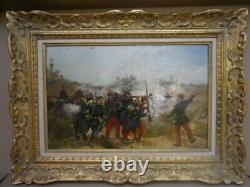 Albert BLIGNY-GUERRE DE 1870-paire d'huiles sur panneaux d'acajou-militaria