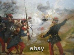 Albert BLIGNY-GUERRE DE 1870-paire d'huiles sur panneaux d'acajou-militaria