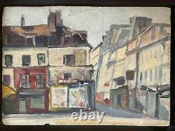 Albert Bayer (1895-1967) Huile sur bois Rue de Paris 1946