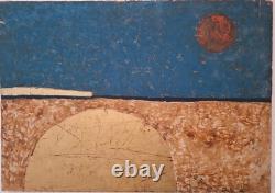 Albert Diato (1927-1985) Huile sur Panneau Bois abstrait années 60