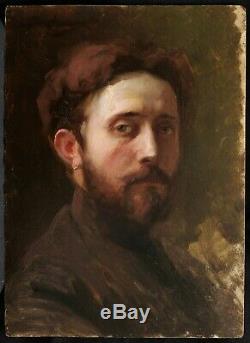 Alex de ANDREIS tableau portrait jeune homme barbu autoportrait peintre huile