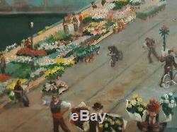 Alfred LE PETIT (1841-1909) Paris Le pont au Change marché aux fleurs huile 1904