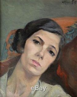 Alfred LOP (1898-1971). Portrait de femme. Beau tableau. Montparnasse. Saint-Cyr