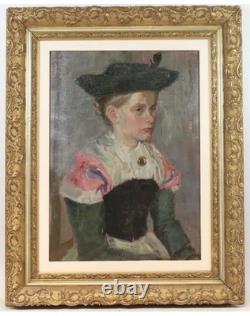 Allemagne Grand Tableau Peinture Huile Sur Bois Cadre Signé Daté 1913