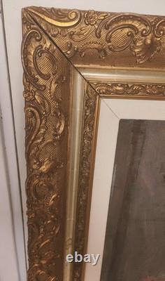 Allemagne Grand Tableau Peinture Huile Sur Bois Cadre Signé Daté 1913