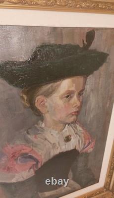 Allemagne Grand Tableau Peinture Huile Sur Bois Cadre Signé Daté 1913