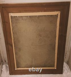 Allemagne Grand Tableau Peinture Huile Sur Bois Cadre Signé Daté 1913