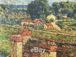 Alphonse Roubichou Peinture Hst 1920 Impressionnisme Bateau Lavoir Bord De Seine