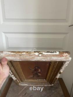 Ancien Huile Bois Panneau Encadré Mousquetaire Signé XIXème 19ème