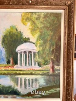 Ancien Peinture Huile Panneau Fabrique Jardin temple Amour Rotonde Impressionnis Ancien Peinture Huile Panneau Fabrique Jardin temple Amour Rotonde Impressionnis