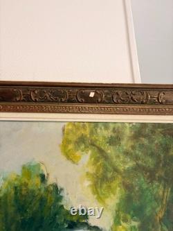 Ancien Peinture Huile Panneau Fabrique Jardin temple Amour Rotonde Impressionnis