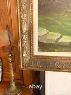 Ancien Peinture Huile Panneau Fabrique Jardin temple Amour Rotonde Impressionnis