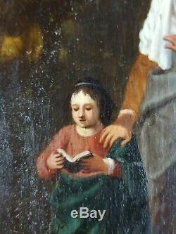 Ancien Tableau Anne Eduquant Marie Peinture Huile Antique Oil Painting Dipinto