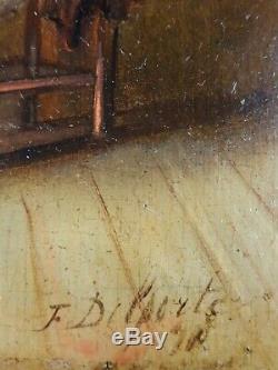 Ancien Tableau Buveur de Bière Peinture Huile Antique Old Painting Dipinto