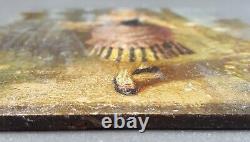 Ancien Tableau Cueilleuse de Fleurs Peinture Huile Antique Oil Painting Picker