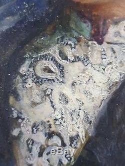 Ancien Tableau Dame à l'Eventail Peinture Huile Antique Oil Painting