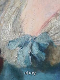 Ancien Tableau Femme de la Noblesse Peinture Huile Portrait Oil Painting Woman