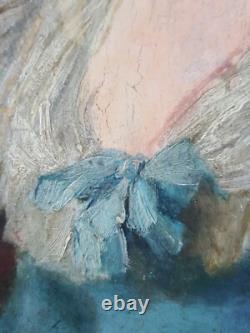 Ancien Tableau Femme de la Noblesse Peinture Huile Portrait Oil Painting Woman