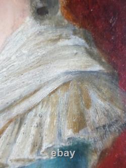 Ancien Tableau Femme de la Noblesse Peinture Huile Portrait Oil Painting Woman