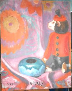 Ancien Tableau HSP Huile sur Bois Nature Morte Robert Barriot