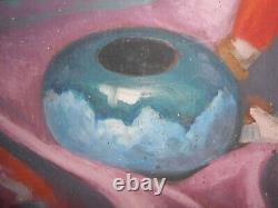 Ancien Tableau HSP Huile sur Bois Nature Morte Robert Barriot