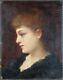 Ancien Tableau Jules Quesnet (xixe-xxe) Peinture Portrait Antique Oil Painting