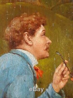 Ancien Tableau Paul Leyendecker (1842) Peinture Huile Antique Oil Painting Old
