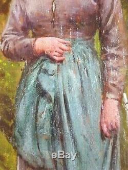 Ancien Tableau Paul Leyendecker (1842) Peinture Huile Antique Oil Painting Old