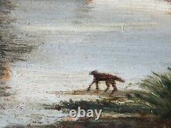 Ancien Tableau Paysage Animé Peinture Huile Antique Antique Painting Dipinto