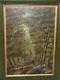 Ancien Tableau Peinture Huile Sur Panneau Bois Signee Paysage Sous Bois Encadre