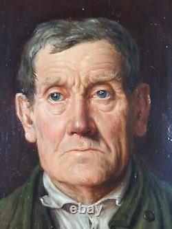 Ancien Tableau Portrait d'un Homme Peinture Huile Antique Oil Painting Old Man