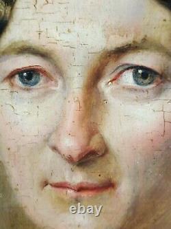 Ancien Tableau Portrait d'une Dame Peinture Huile Antique Painting Ölgemälde