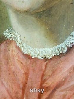 Ancien Tableau Portrait d'une Dame Peinture Huile Antique Painting Ölgemälde