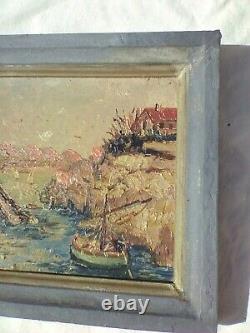 Ancien tableau Huile sur bois signée de A Bonnaud 1929 bord de mer