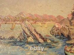 Ancien tableau Huile sur bois signée de A Bonnaud 1929 bord de mer