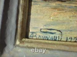 Ancien tableau Huile sur bois signée de A Bonnaud 1929 bord de mer