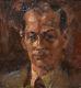 Ancien Tableau Portrait D'homme Noble Signé Martin Bollé Belge Xx Art Déco 1930