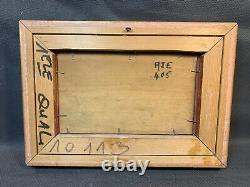 Ancien tableau bois peinture huile sur panneau doré à la feuille G. Costeau