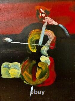 Ancien tableau fauvisme Naif huile sur bois scène de genre orchestre DUPISSON
