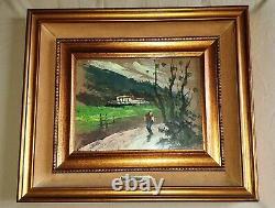 Ancien tableau huile sur bois / GIACINTO CORSI DI BOGNASCO encadrer sous verre