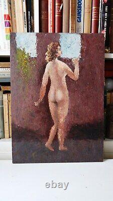 Ancien tableau huile sur bois portrait femme nue fauvisme à attrib