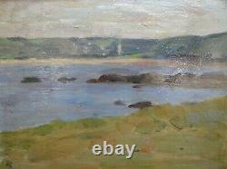 Ancien tableau paysage impressionniste Jean de LA HOUGUE cadre MONTPARNASSE