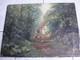 Ancien Tableau Peinture Huile Sur Toile Ferme Poules Sous Bois Sign&eacute;