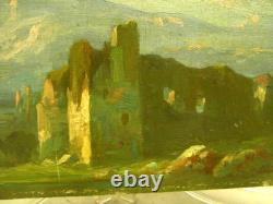 Ancienne Peinture Paysage De Montagne 1899 Huile Sur Panneau Bois