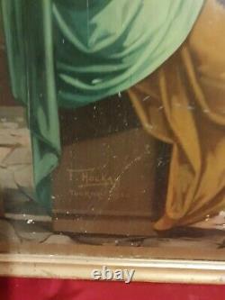 Ancienne Peinture Religieuse signé Hockay, datée 1930, grande taille