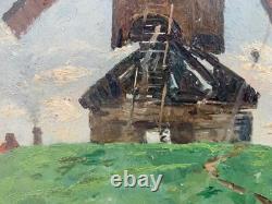 Ancienne huile sur panneau de bois précieux signée Paysage du pays de Van gogh