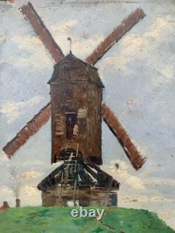 Ancienne huile sur panneau de bois précieux signée Paysage du pays de Van gogh