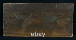 Ancienne huile sur panneau représentant une marine animée signature Normandie