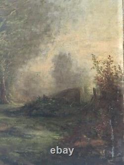 Ancienne huile sur toile Sous bois école de barbizon entourage Camille Corot